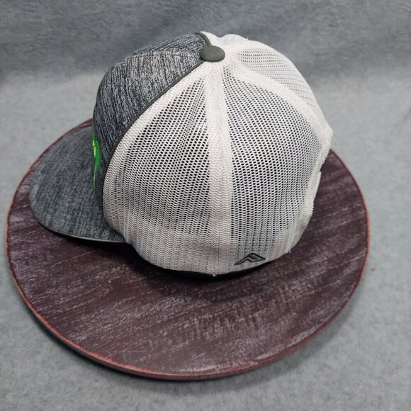 Gray & White Mesh Trucker Hat With Green Palm Tree Embroidery Adjustable Snapbac - Picture 3 of 10